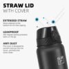 Fanhaw 20 Oz Stainless Steel Insulated Sports Water Bottles with Straw for Kids, Men and Women (Black) - Image 4