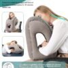 JefDiee Inflatable Travel Pillow, Airplane Neck Pillow Comfortably Supports Head and Chin for Airplanes, Trains, Cars Office Napping on The Tray Table (Grey) - Image 4