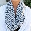 Shop Infinity Scarf with Zipper Pocket - Travel Scarf with Hidden Pockets for Women - Greek Key Pattern Scarves - Image 3