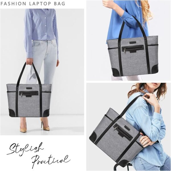 Laptop Bag for Women,ChaseChic Waterproof Classic Teacher's Tote Bag 15.6in Computer Work Bags for Women with Luggage Strap - Image 2