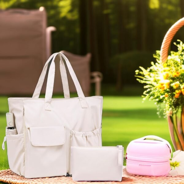 LEDAOU Beach Bag for Women Waterproof Sandproof Tote Bag Pool Bag with Zipper for Gym Shopping Travel with Wet Pocket - Image 3