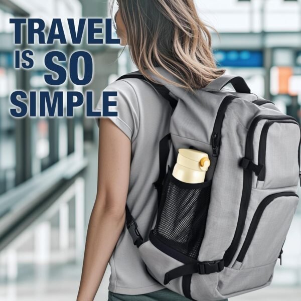 Dinictis 40L Travel Backpack Carry on Flight Approved, Backpack Suitcase for Travel, Personal Item Travel Bag fits 17 inch Laptop- Grey - Image 6
