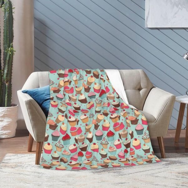 (Cupcake Pattern) Print Fall Throw Blanket Personalized Soft Flannel Blanket for Bed Couch Sofa, Blanket for Lightweight Fuzzy Cozy Blankets for Travel Office Home 60"X50" - Image 7