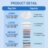 16 Pack Vacuum Storage Bags with Hand Pump, 4 Jumbo + 4 Large + 4 Medium + 4 Small 80% Space Saver Vacuum Seal Bags for Clothing, Vacuum Compression Bags Travel Lugggage, Blankets, Comforters - Image 5