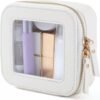 Small Clear Makeup Bag for Women, Mini Cosmetic Bag Toiletry Bag Organizer,Waterproof Travel Make Up Bag Pouch with Zipper,Travel Essentials Present for Mom Wife (White, Mini)
