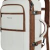 Vancropak Travel Bags for Women Carry on, Large Travel Backpack Airline Approved, Expandable Weekender Daypack Overnight Suitcase Backpack, Luggage for International Flight Traveling Hiking, Beige