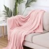 Travel Blanket and Pillow Set - Travel Neck Pillow & Blanket for Airplane, Thick Fleece Traval Blanket Campact with Bag, Memory Foam Neck Pillow, Sleep Mask, Earplugs for Plane Travel, Pink - Image 7