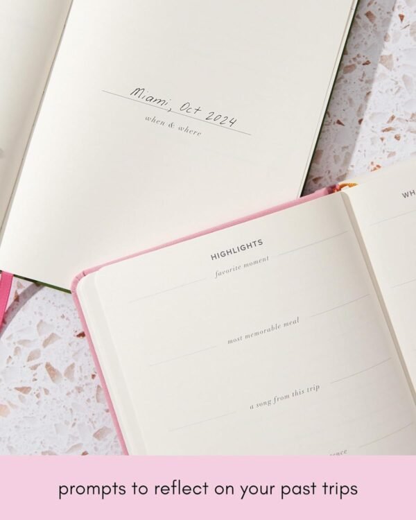 Kunitsa Co. Travel Journal - Guided Notebook for Travelers to Plan & Reflect on Vacations & Trips. Keepsake Travel Gift, Lavender Pink - Image 4