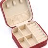 Mini Jewelry Travel Case,Small Travel Jewelry Organizer, Portable Jewelry Box Travel Mini Storage Organizer Portable Display Storage Box for Rings Earrings Necklaces (Red)