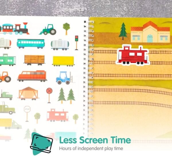 Cars, Trucks, Planes & Trains Sticker Book + Coloring by Cupkin: Innovative Side by Side Sticker Books - Spiral Binding Allows The Car Sticker Book to Lay Flat - Over 500 Car Stickers and 12 Scenes - Image 7