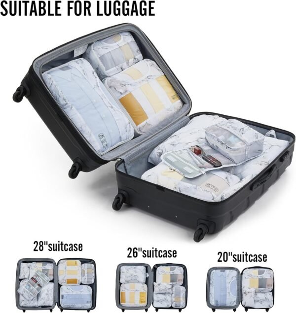 Veken 8 Set Packing Cubes for Suitcases, Travel Bag Organizers for Carry on Luggage, Suitcase Organizer Bags Set for Travel Essentials Travel Accessories in 4 Sizes(Extra Large, Large, Medium, Small) - Image 6