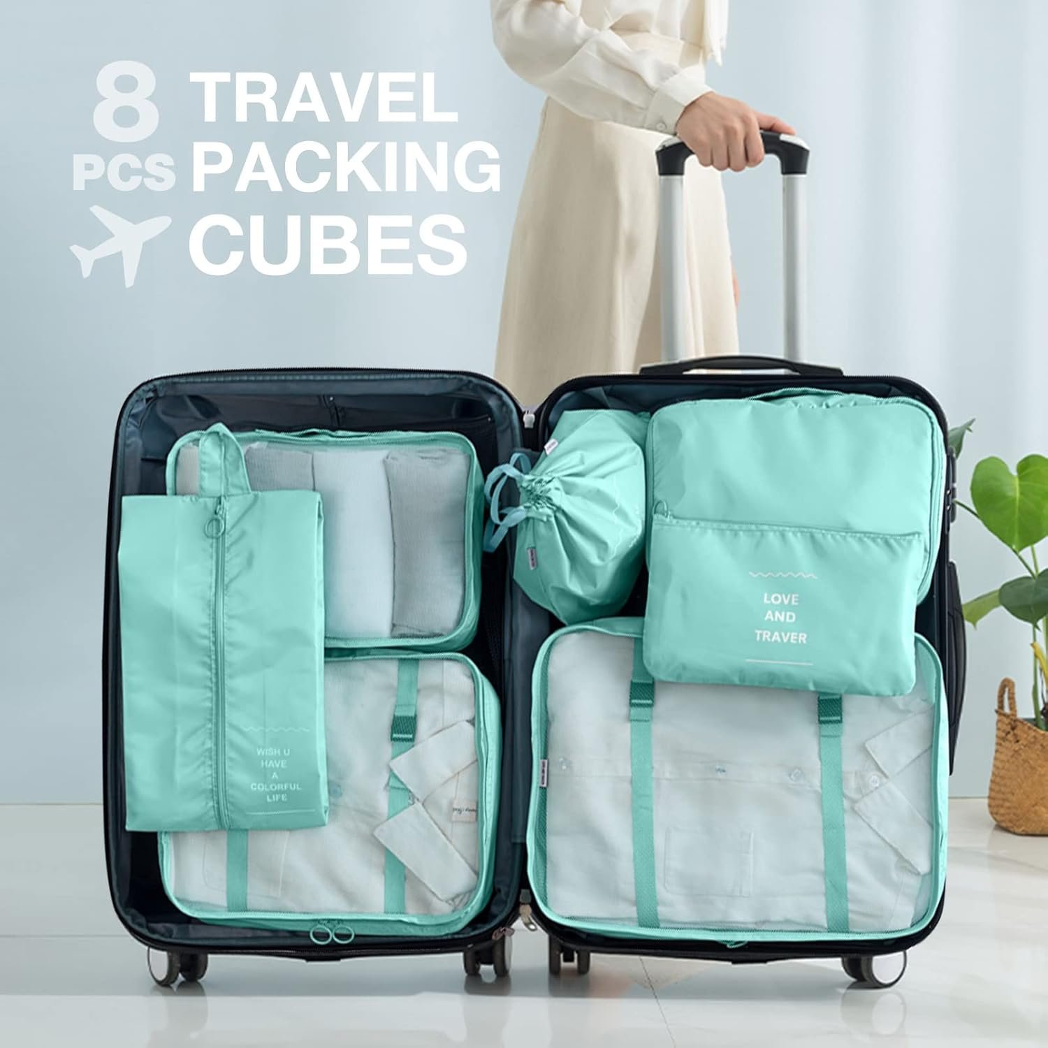 Packing Cubes for Suitcases,Packing Cubes with Shoe Bag, Cosmetics Bag, Clothing Bag, Accessories Bags Packing Cubes for Travel Luggage Organizer Women Men - Image 8