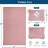 Bnuitland Travel Blanket and Pillow 2 in 1, Soft Flannel Airplane Blanket in Bag Compact-Long Flight Essential for Adults and Kids, Portable Luggage Sleeve and Backpack Clip, 65×40 inch Pink - Image 2