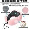 Travel Pillow and Blanket Set Neck Pillows Soft Blankets with Sleep Mask Travel Essentials for Airplane Car Memory Foam Pink - Image 2