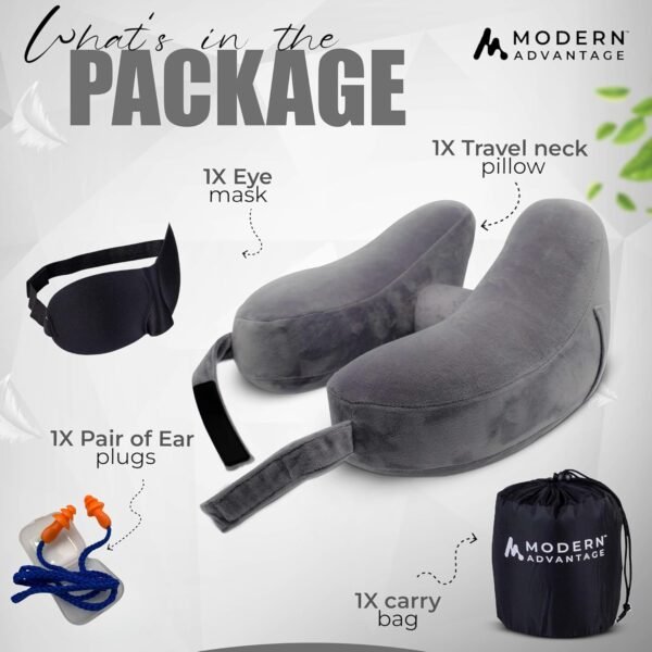 Modern Advantage Inflatable Travel Neck Pillow - Traveling Support for Head, Neck, Chin, and Shoulder When Sleeping on Airplane, Train, Car, Bus - Compact, Easy to Inflate and Deflate (Gray) - Image 4