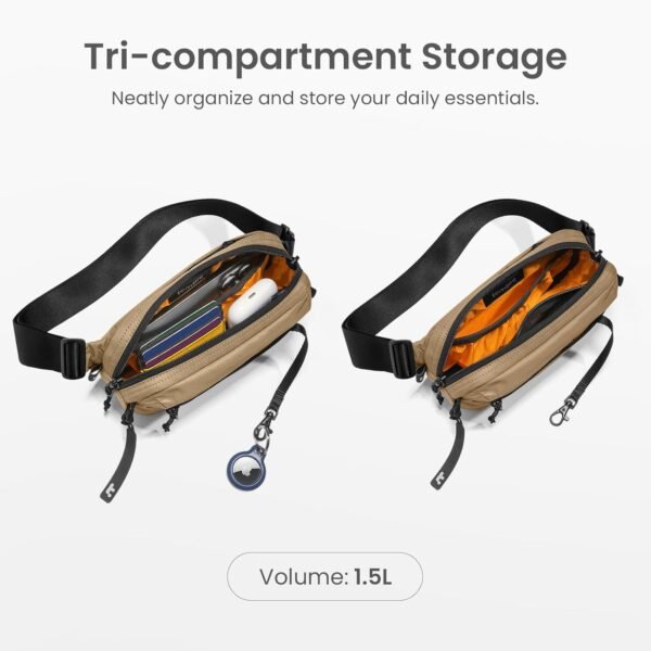 tomtoc 1.5L Sling Bag with RFID Blocking, Crossbody Bag Minimalist Chest Shoulder Pack for Men and Women, Water-resistant Lightweight Carry Casual Bag for Travel, Daily Use - Image 3