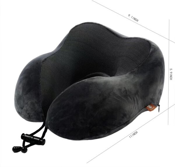 Memory Foam Travel Pillow, Neck Pillow with 360-Degree Head Support, Comfortable and Lightweight, Ideal for Sleeping on Airplane, Car, Train, Bus and Home Use, Comes with Storage Bag (Grey) - Image 4