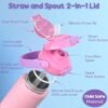 Fimibuke Kids Insulated Water Bottle with Pop-Open Straw & Spout 2-in-1 Lid, 18oz Leak Proof 18/8 Stainless Steel Vacuum Tumbler, BPA-Free Kids Cup For Travel School Boys Girls Toddler 2Packs, Macaron - Image 2