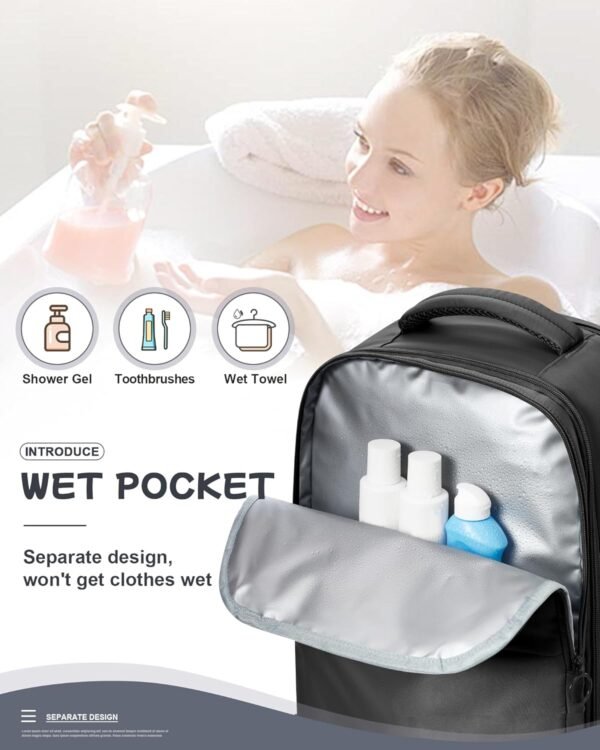 Black Large Travel Backpack Carry On Flight Approved Carry On Backpack For Traveling On Airplane Travel Essentials For Women Traveling Backpack For Women Men Personal Item Travel Bag - Image 7