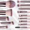 BS-MALL Travel Makeup Brush Set Foundation Powder Concealers Eye Shadows Makeup Set with LED light Mirror 14 Pcs Mini Makeup Brushes (APINK) - Image 6