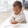 Bumkins Sleeved Bib for Girl or Boy, Baby and Toddler for 6-24 Mos, Essential Must Have for Eating, Feeding, Baby Led Weaning Supplies, Long Sleeve Mess Saving Food Catcher, Soft Fabric, Sand Check - Image 3