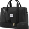 LOVEVOOK Travel Duffel Bag, 18inch Weekender Bags for Women with Shoe Compartment，35L Carry on Overnight Bag with Toiletry Bag, Gym Duffel Bag with Wet Pocket, Hospital Bags for Labor and Deliver