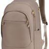 LIGHT FLIGHT Travel Laptop Backpack Women, 15.6 Inch Laptop Backpack with USB Charging Hole, Water Resistant College Bookbag, Black Computer Backpacks for Work, Champagne