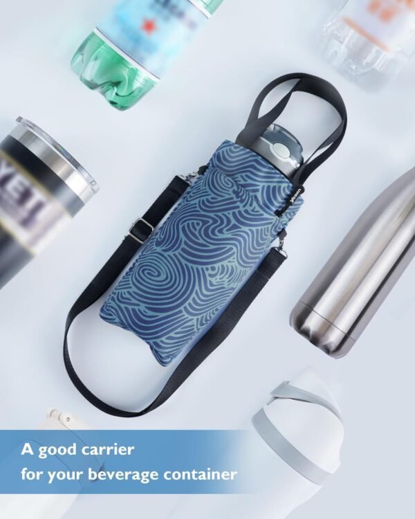 Water Bottle Holder with Strap, Water Bottle Sleeve with Phone Pocket, Hands-Free Bottle Carrier Sling Bag Travel Essentials - Image 4