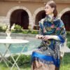 100% Wool Scarf Oversized Pashmina Shawls and Wraps Soft Warm Blanket with Fringe for Winter Floral - Image 3
