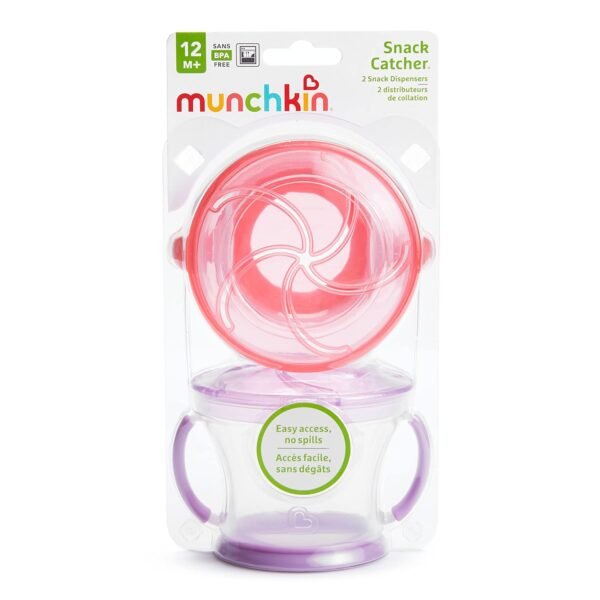 Munchkin® Snack Catcher® Toddler Snack Cups, 2 Pack, Pink/Purple - Image 5