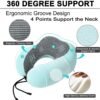 Travel Pillow and Blanket Set Neck Pillows Soft Blankets with Sleep Mask Travel Essentials for Airplane Car Memory Foam Blue Green - Image 2