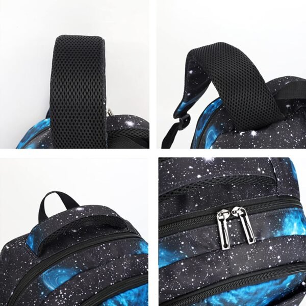 GLOOMALL Starry Sky Kids Trolley Rolling Backpack Primary School Bookbag with Wheels Travel Luggage (Deep Blue Starry Sky) - Image 8