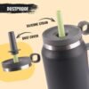 50oz Tumbler with Handle and Straw, Stainless Steel Vacuum Insulated Water Bottle, Double Wall Reusable Travel Mug, Iced Water or Coffee, BPA-Free, Large water bottles, Black - Image 5