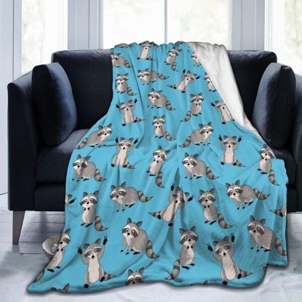 Raccoon Blanket Throw Blanket Raccoon Gift for Women Men Soft Animal Flannel Blanket Plush Sofa Blanket Durable Travel Blanket Raccoon Birthday Gift Blue 80"X60"