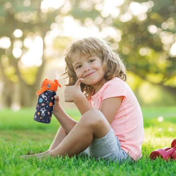 Kids Insulated Water Bottle with Straw Lid, 14oz Double Wall Vacuum 18/8 Stainless Steel Kids Tumbler, BPA-FREE Leak Proof Toddler Metal Water Bottle Kids Cups for School Travel Boys Girls - Image 7