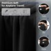 Travel Blanket Pillow with Pockets, Airplane Blanket Set, Plane Blanket Compact Packable, Flight Essentials Car Pillow - Travel Essentials Gift for Women and Men on Airplanes - Black - Image 5