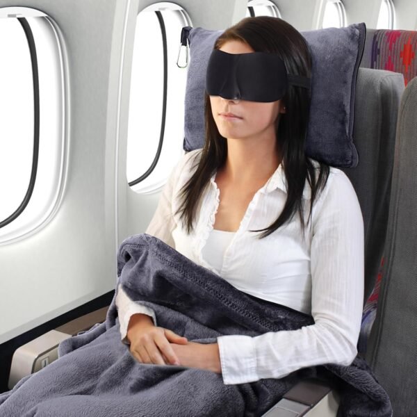 DAWNTREES 2 Pack 70"x40" Travel Blanket and Pillow Set,2 in 1 Large Airplane Blanket with Soft Bag Essential for Airplane, Car, Long-Distance Travel, and Outdoor Camping - Image 8