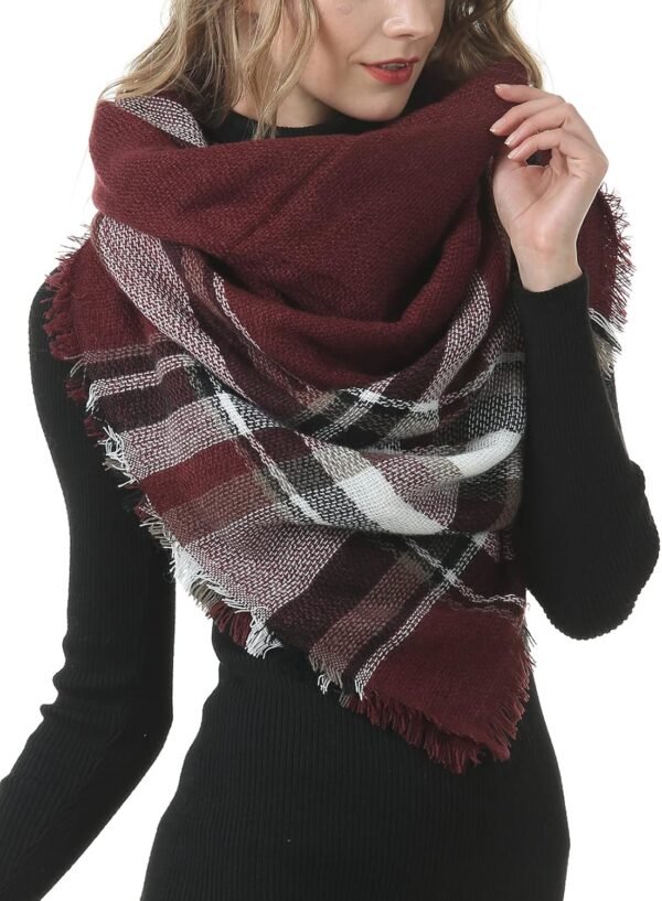 Women's Plaid Blanket Winter Scarf, Warm Cozy Tartan Wrap Oversized Shawl Winter Scarves for Women - Image 3