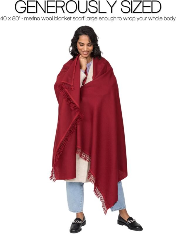 likemary Pashmina Shawls and Wraps for Women - Travel Blanket Scarf - Warm & Large Wool Wrap - Handmade Gift - Red Shawl - Image 2