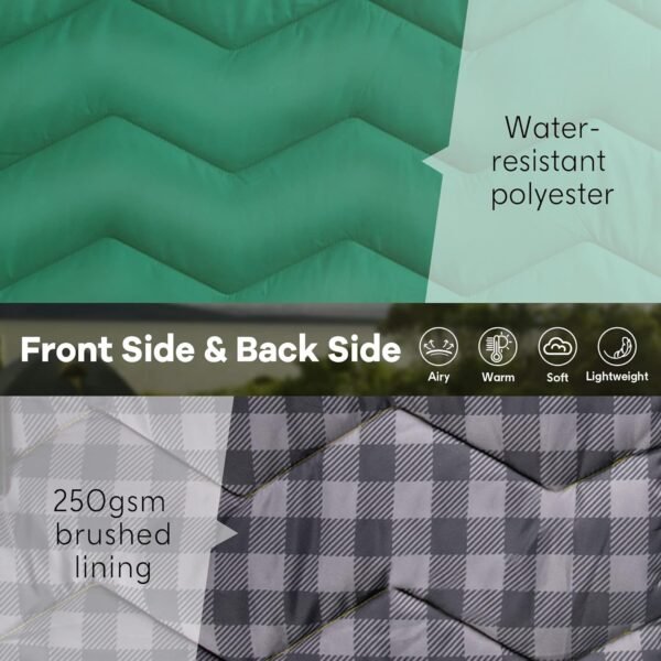UNIKOME Outdoor Packable Camping Blanket, Lightweight Travel Blanket Waterproof Warm Camping Blanket for Hiking, Camping, Puffy Down Alternative Camping Blanket with Corner Loops, 75"×52", Green - Image 4