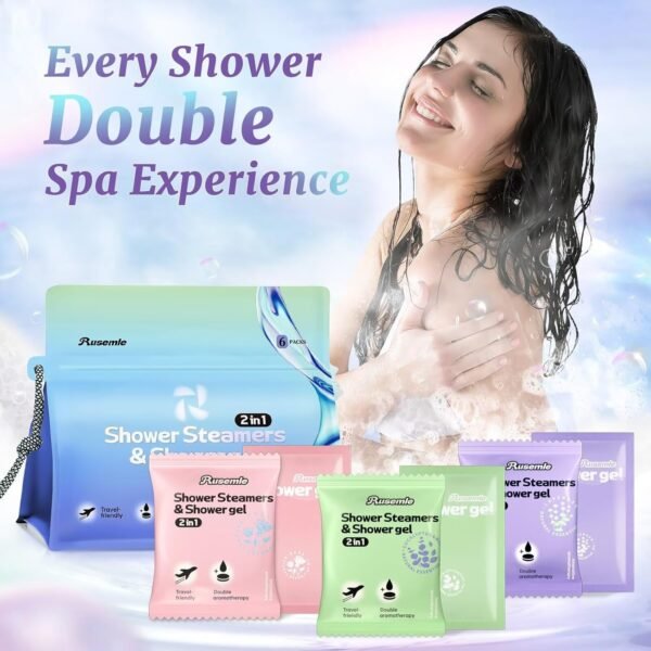 Shower Steamers Aromatherapy, 6 Pack Shower Bombs & 6 Pack Shower Gel, Birthday Gifts for Women, Travel Essentials, Relaxation Gifts Christmas Gifts Stocking Stuffers for Women Men - Image 3