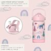 Hippypotamus Kids Water Bottle - Vacuum Insulated Stainless Steel Thermos Bottle With Straw Lid & Soft Spout For Toddlers & Kids - 12 oz (Pink Unicorn) - Image 2