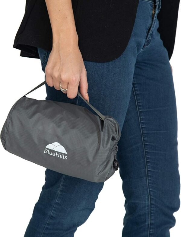 BlueHills Ultra Compact Travel Blanket Pillow in Portable Bag Case Soft 70 X 56 with Strap Backpack Clip Premium Cozy Soft Compact Pack Large Blanket for Airplane Flight Layover Grey - Gray C002 - Image 7