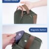 WANDF Toiletry Bag for Men Travel Toiletry Organizer Canvas and Leather Dopp Kit Water-Resistant Shaving Bag for Travel Accessories (Green, Patent Pending) - Image 6