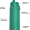 Hydrapeak Mini 20oz Kids Water Bottle w/Straw Lid, Stainless Steel Double Wall Insulated Water Bottle for Kids | Leak-Proof and Spill-Proof Kids Water Bottle for School, Cold for 24 Hrs (Kelly Green) - Image 2