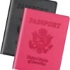 Passport Holder 2Pcs, Passport Cover Wallet Case for Women Men Family, Passport Book Holders Travel Must Haves Cruise Ship Essentials (Black & Rose Red)