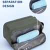 WANDF Toiletry Bag for Men Travel Toiletry Organizer Canvas and Leather Dopp Kit Water-Resistant Shaving Bag for Travel Accessories (Green, Patent Pending) - Image 2