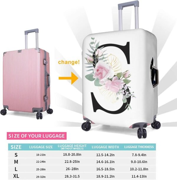 Flower Lette S White Luggage Cover Elastic Washable Stretch Suitcase Protector Anti-Scratch Travel Suitcase Cover for Kid and Adult S (18-21 inch suitcase) - Image 5