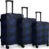 Sweetude 3 Pcs Luggage Cover Set Travel Suitcase Cover Suitcase Protective Cover Anti Scratch Luggage Cover Protector Washable Baggage Cover Fits 18-28 Inch Luggage, 3 Sizes(Rhombus Style)