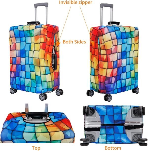 MosaiRudo Travel Luggage Covers For Suitcase Tsa Approved,Suitcase Cover Protector Fit 18-32 Inch Luggage Travel Accessories (T2481, S) - Image 2